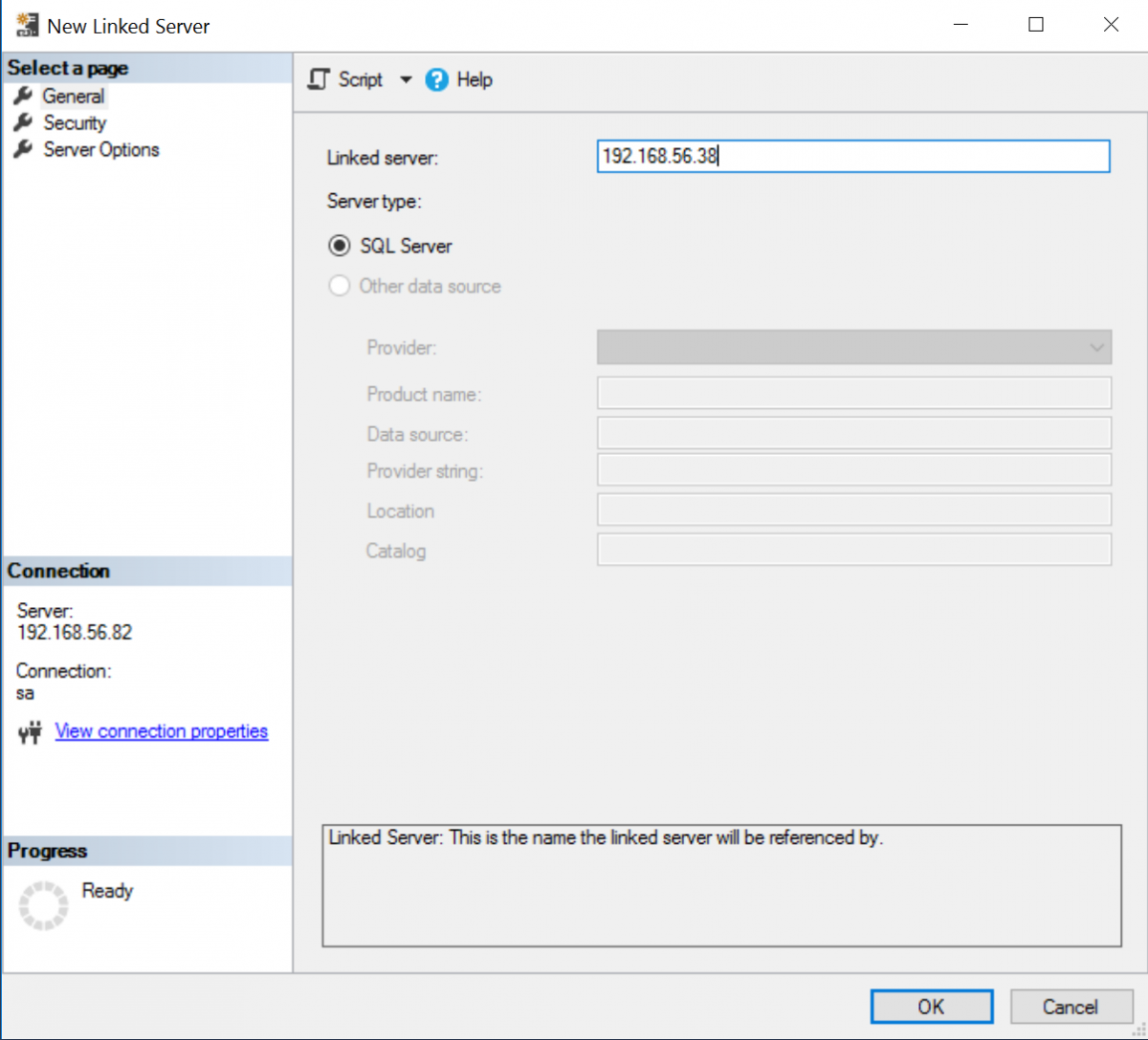 Crear un linked server en SQL Server 2017